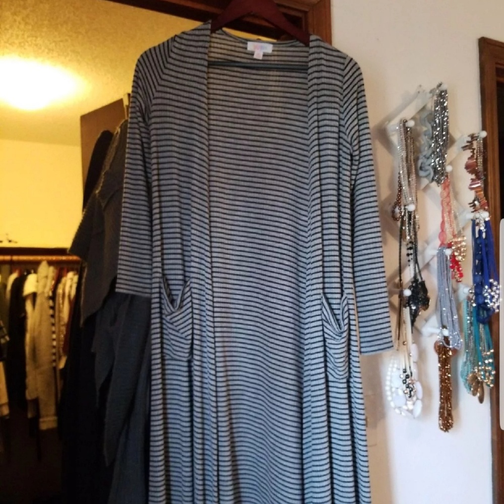 SOLD Lularoe Sarah xs stripes grey black